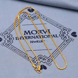 Cable Chain Solid Real 22k Gold Chain Necklace Handmade Indian Jewelry, 18 inches gold chain, 1 mm gold chain, K5850A
