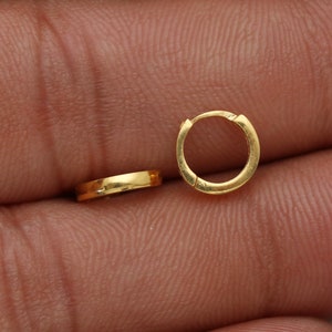 20k Yellow Gold Hoop earrings Bali Earrings, Huggies , Handmade gold cartilage earrings for women, Christmas gift, Indian gold earrings