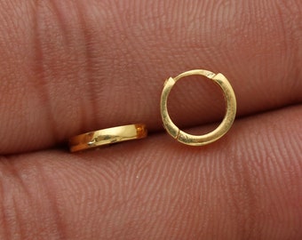 20k Yellow Gold Hoop earrings Bali Earrings, Huggies , Handmade gold cartilage earrings for women, Christmas gift, Indian gold earrings
