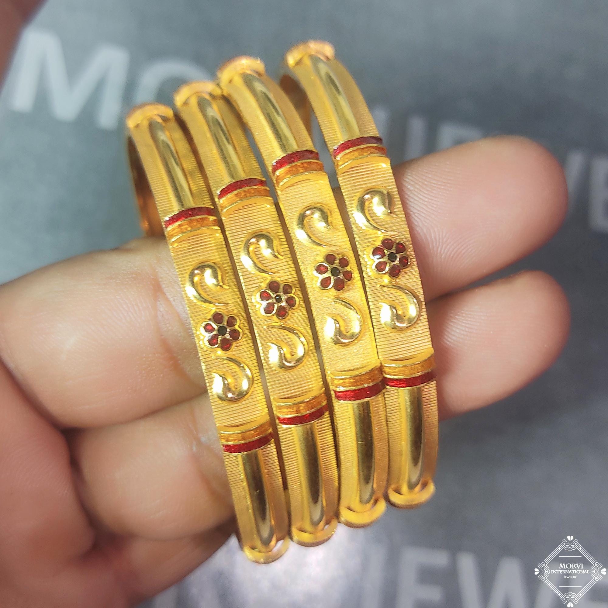 22k 22 Karat Pure Gold Bangles Bracelet Wedding Jewelry, K5185 - Etsy