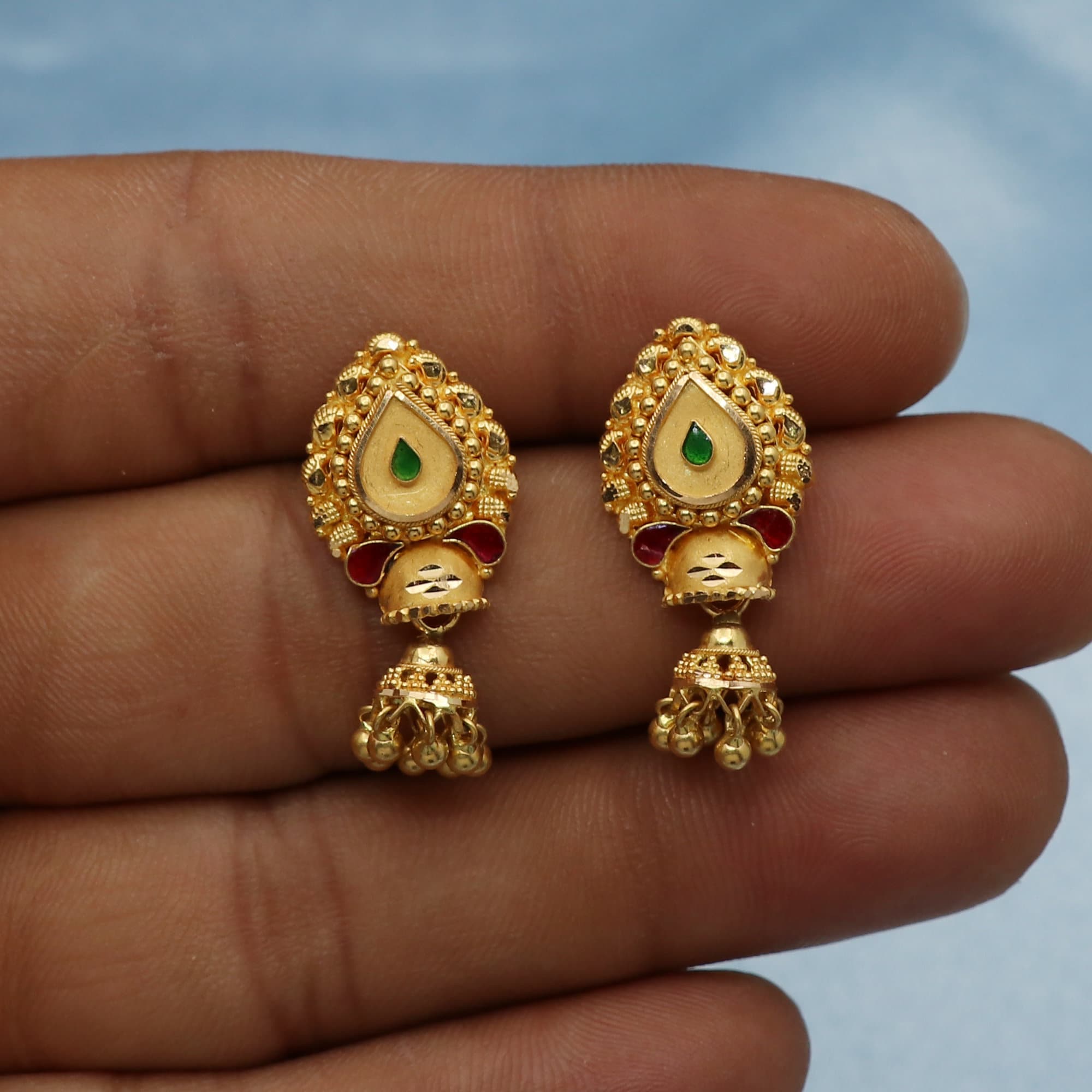 Round Golden Ladies Gold Earrings at Rs 4650/gram in Narsapur | ID:  23281235955