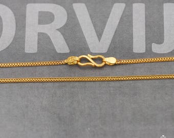 22k Gold Chain Necklace box style For men women Anniversary Wedding Gift box chain, Handmade Gold Chain, pure gold necklace chain, K5102