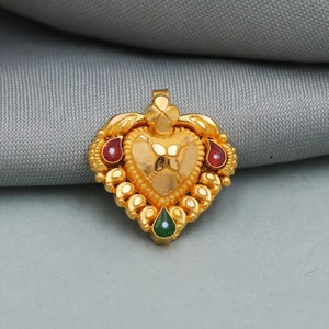 22k yellow gold pendant necklace indian traditional handmade jewelry, K3962