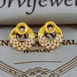 Gold Zirkon Bolzen 18kt 18k indisches Gold Ohrringe,