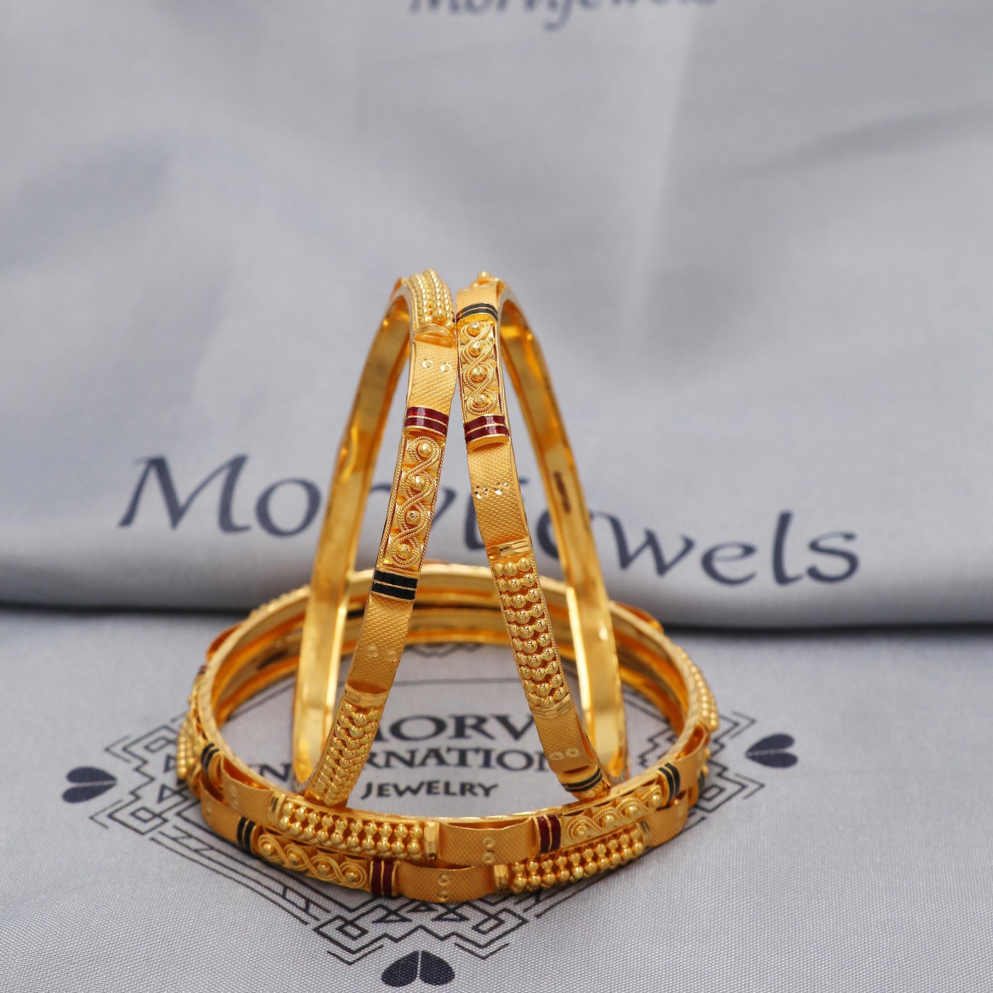 Pure 22k Gold Bangles Indian Handmade Asian Vintage Design