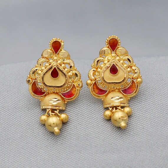 Gold earrings for elders sale