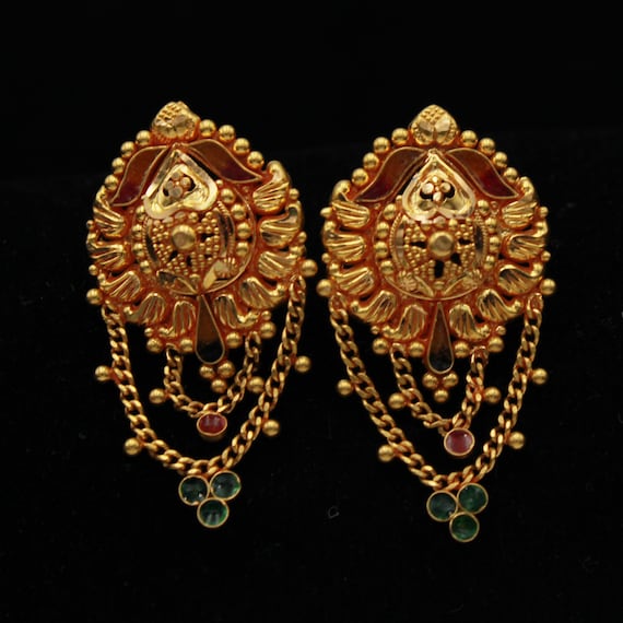 Ritvi Ganesh Temple Gold Studs - Ritvi Jewels | The art of Jewels