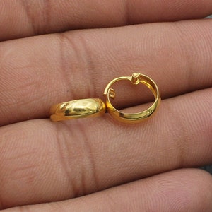 20k Yellow Gold Hoop Bali Earrings , Handmade Yellow gold earrings for women, Valentine Day gift