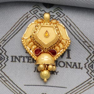 Indian Pendant Handmade 22k Yellow Gold Chain Necklace Jewelry, Pure gold necklace indian gold necklace, gift for wife, K5519
