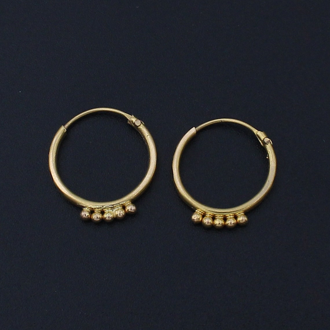 22k Yellow Gold Hoop Bali Earrings Handmade big Yellow gold | Etsy