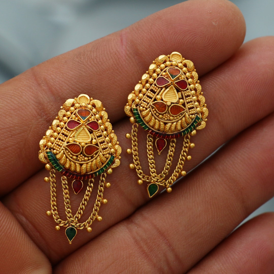 Handmade 22k Gold Earrings - Etsy