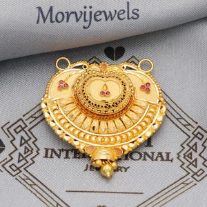 Indian Pendant Handmade 22k Yellow Gold Chain Necklace Jewelry, Pure gold necklace indian gold necklace, gift for wife, K5633
