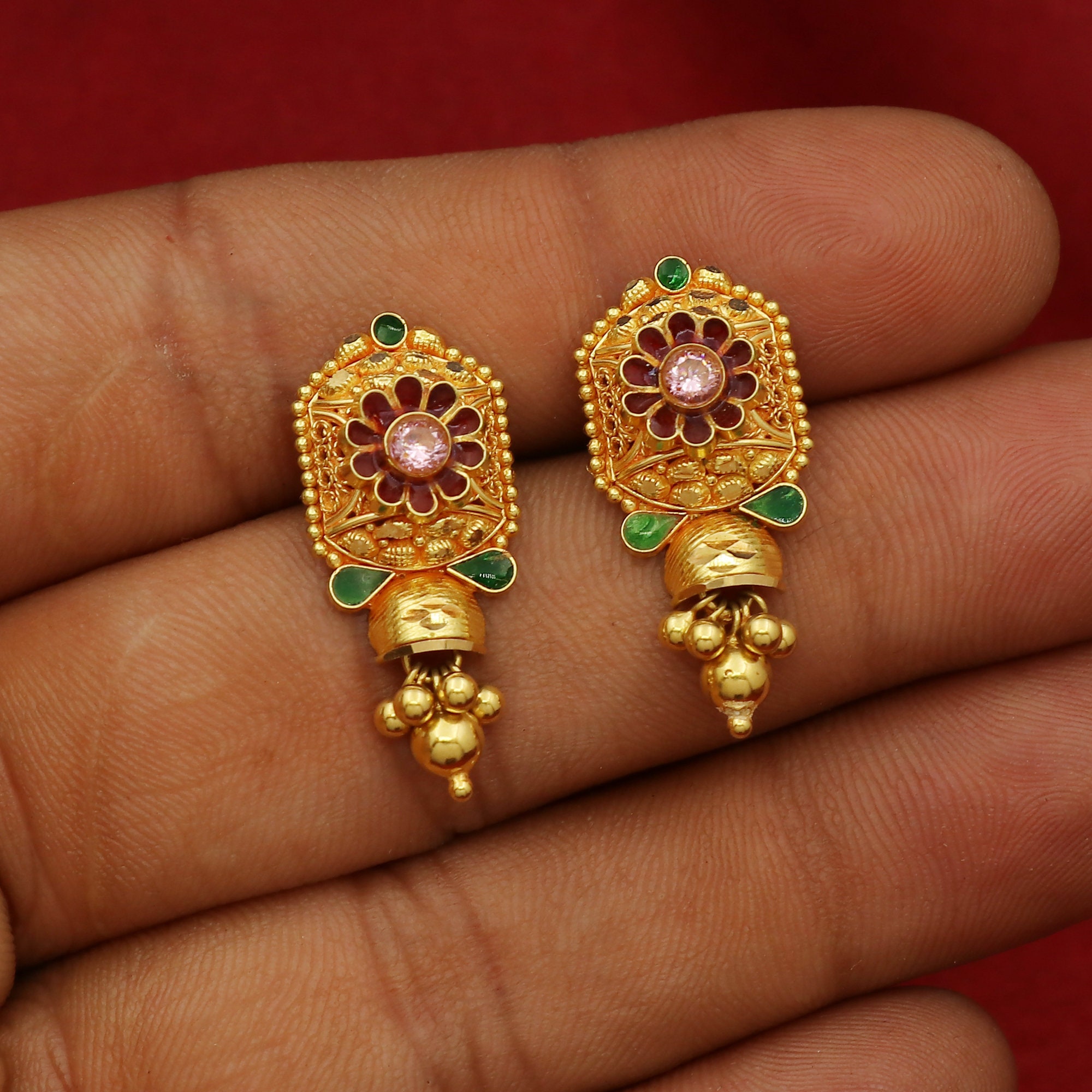 Indian Rajasthani Antique Gold Tone Traditional Stylish Gold Plated Jhumka  Earrings Stock Photo - Download Image Now - iStock