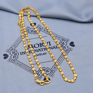 Handmade Solid 22k Gold Chain Royal Ethnic Floral Necklace Indian Jewelry, 3.5 mm gold chain, K5862