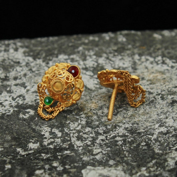 Kundan Stones,Pearls Hanging Flower Leafs Design Jadu Kundan Hanging  Earrings Set Buy Online