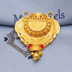 Solid 22k gold pendant necklace mangalsutra Indian jewelry, Handcrafted Necklace, K5700