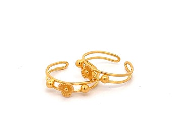 schlichter Zehenring aus 22 Karat Gelbgold, handgefertigtes Gold-Zehenringpaar für Frauen, indischer Gold-Zehenschmuck, echtes Gold-Bichiya-Geschenk,