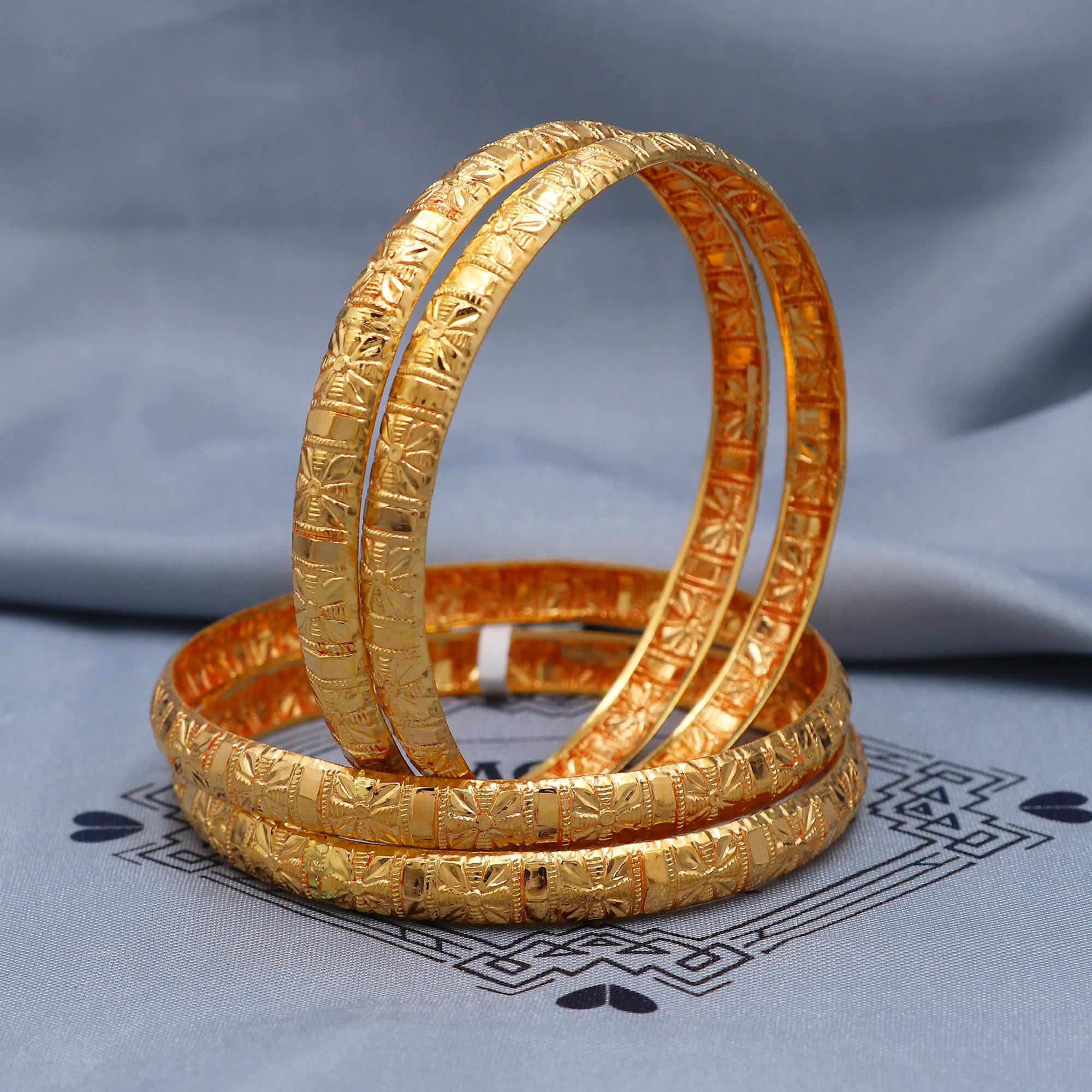 22k Gold Bangles Indian Handmade Lightweight Wax Filled