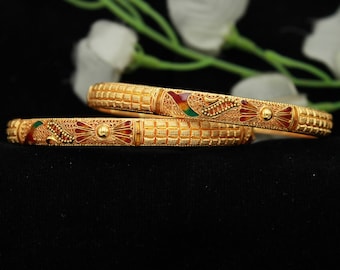 Pulseira feminina em ouro 18k, joia indiana em ouro, joia para noivas e casamentos K1835