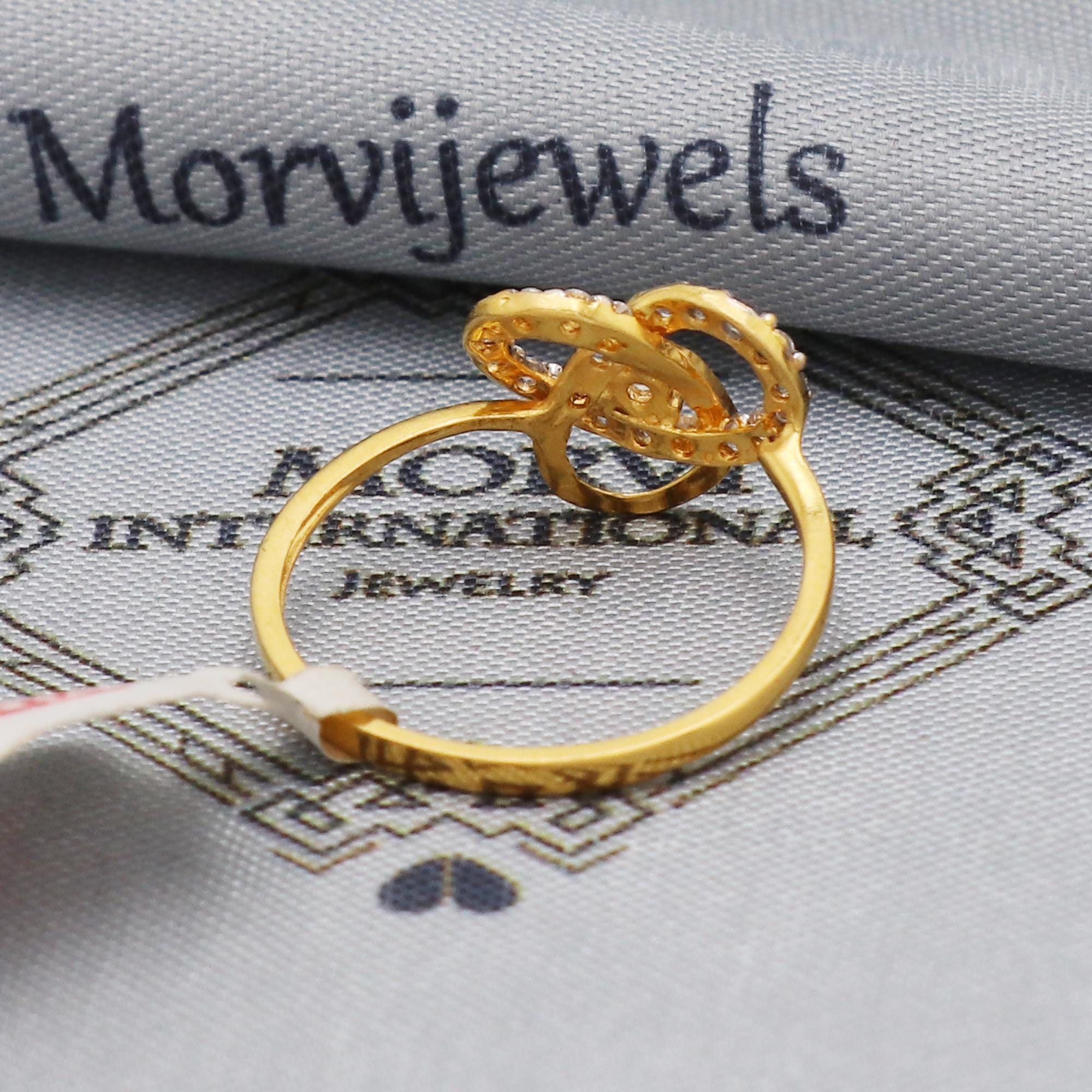 IndianJewelry ＊RINGのみ Zircon Dainty Gold Ring , Interlocking Style Ring, 22k Gold