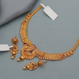 real 22k gold necklace earrings set