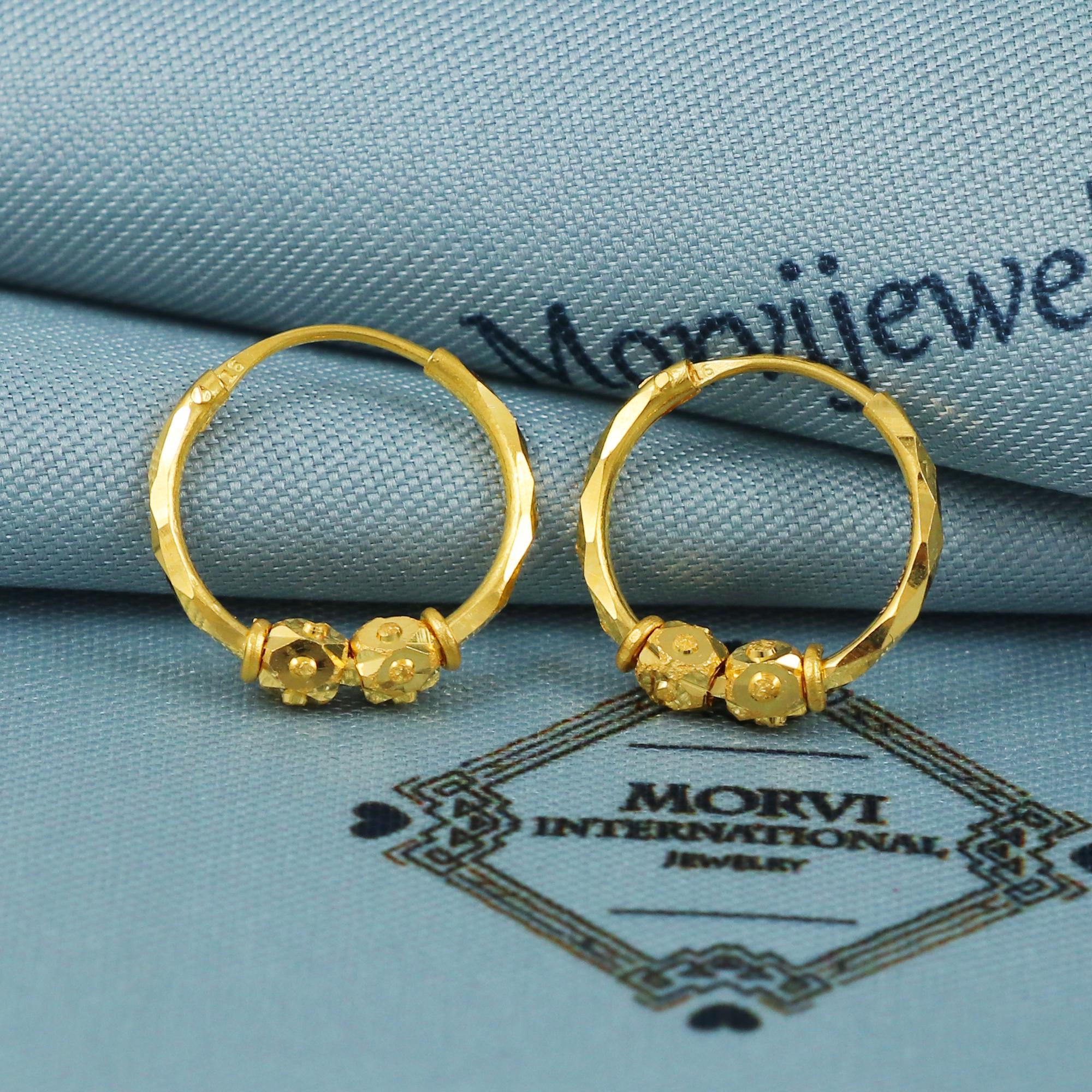 22k Gold Hoop Earrings Dainty Indian 22kt Jewelry Exclusive 22k Gold Hoop Earrings Dainty Indian 22kt Jewelry Exclusive