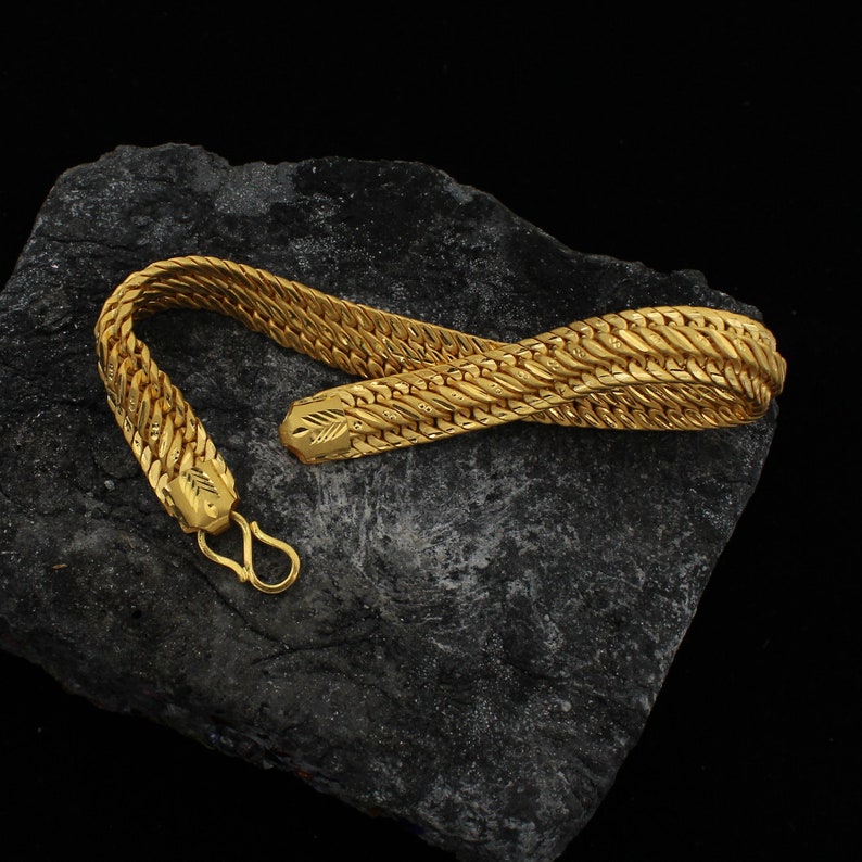 22k Gold Bracelet for Men, Handmade Indian Style Bracelet for Men and