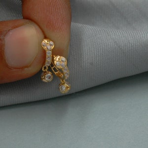Pure 20k Yellow Gold Hoop Bali Earrings dangling , Handmade Yellow gold chain earrings for women, gift, dainty indian gold earrings gift