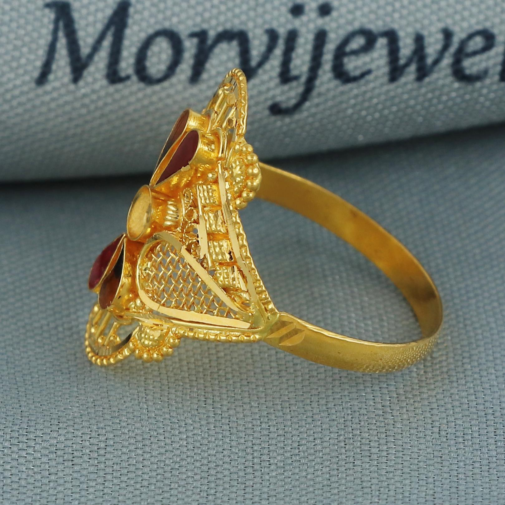 IndianJewelry ＊RINGのみ 22k Pure Solid Gold Handmade Ring . Genuine 916 Gold Purity With
