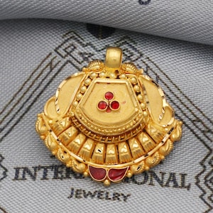 Indian Pendant Handmade 22k Yellow Gold Chain Necklace Jewelry, Pure gold necklace indian gold necklace, gift for wife, K5529