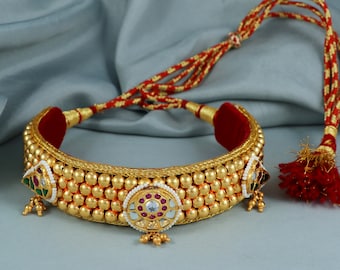 22k Gelbgold Choker Halsband Halsband oder Kugel Tribal Halsreif Indianerschmuck