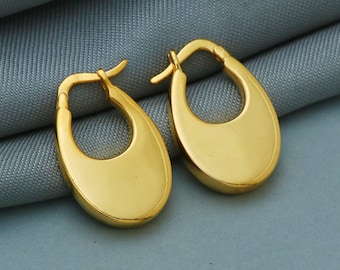 22k Yellow Gold Hoop kundal earrings Bali Earrings , Huggies , Handmade Yellow gold earrings for women, Christmas gift, Indian gold earrings