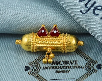 22金 インドゴールド ペンダント 繊細な加工と伝統的なデザイン 純粋な22Kゴールドペンダントジュエリー、伝統的なインドの