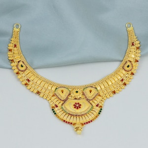 Fine 22kt 22k gold necklace handcrafted gold women jewelry wedding Bridal gift, K4598