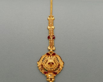 Gram Gold Maang Tikka Design 22K Gold Maang Tikka -Papidi Billa In