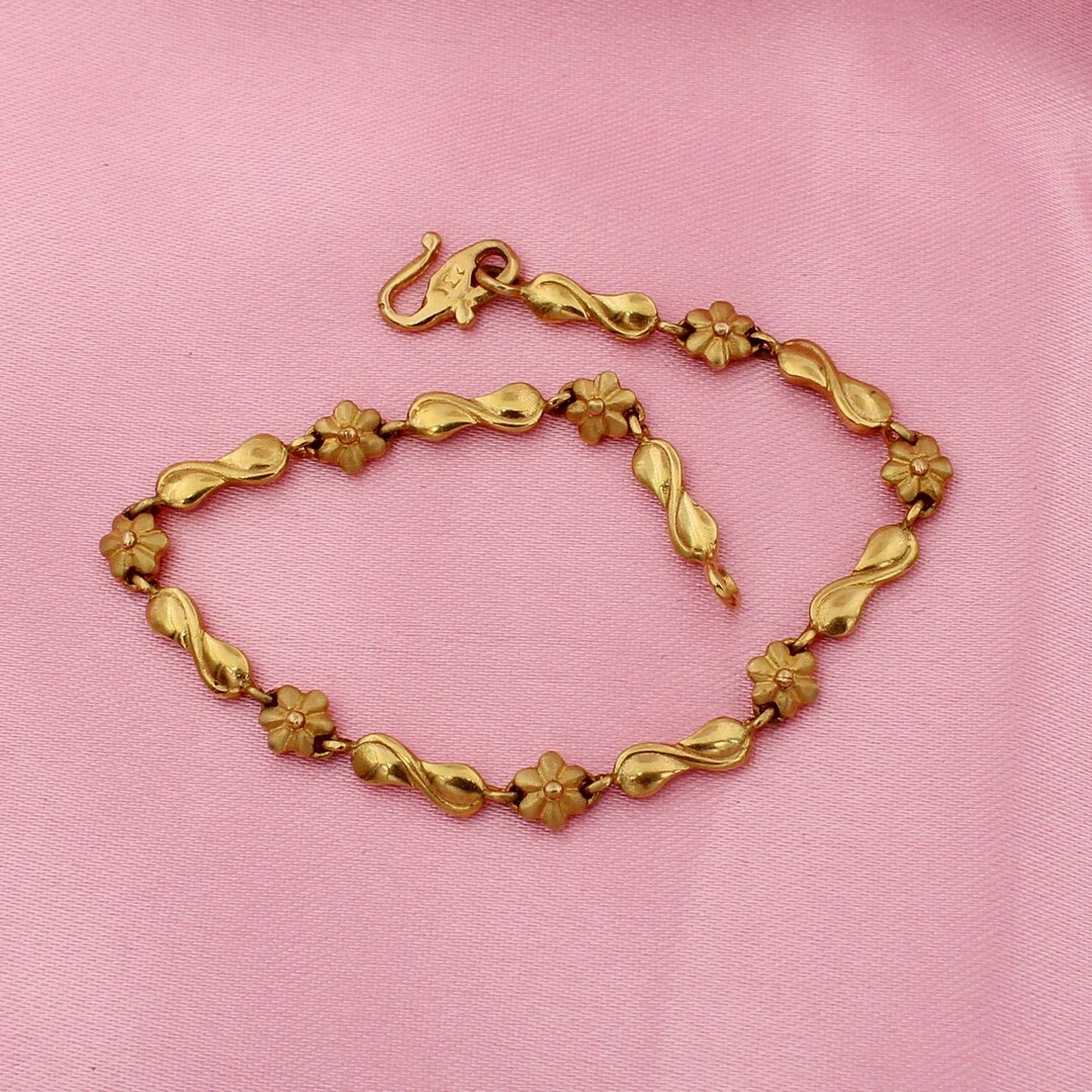 22k Gold Tennis Bracelet Chain From India Flower Gold - Etsy