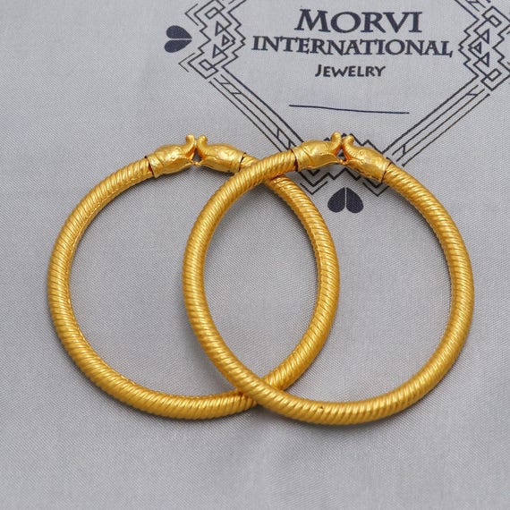 Pure 22k Gold Bangles Indian Handmade Asian Vintage Design