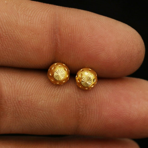 22K Gold Honeycomb Charm Hoop Earrings (4.65G) - Queen of Hearts Jewelry