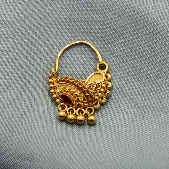 Dangling Beads 22k Yellow Gold Nath Nose Jewelry Nose Nosering