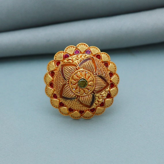Antique 18k Yellow Gold Asian Floret Design Ring - 66mint Fine Estate  Jewelry