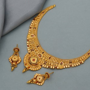 pure 22k gold necklace earrings set