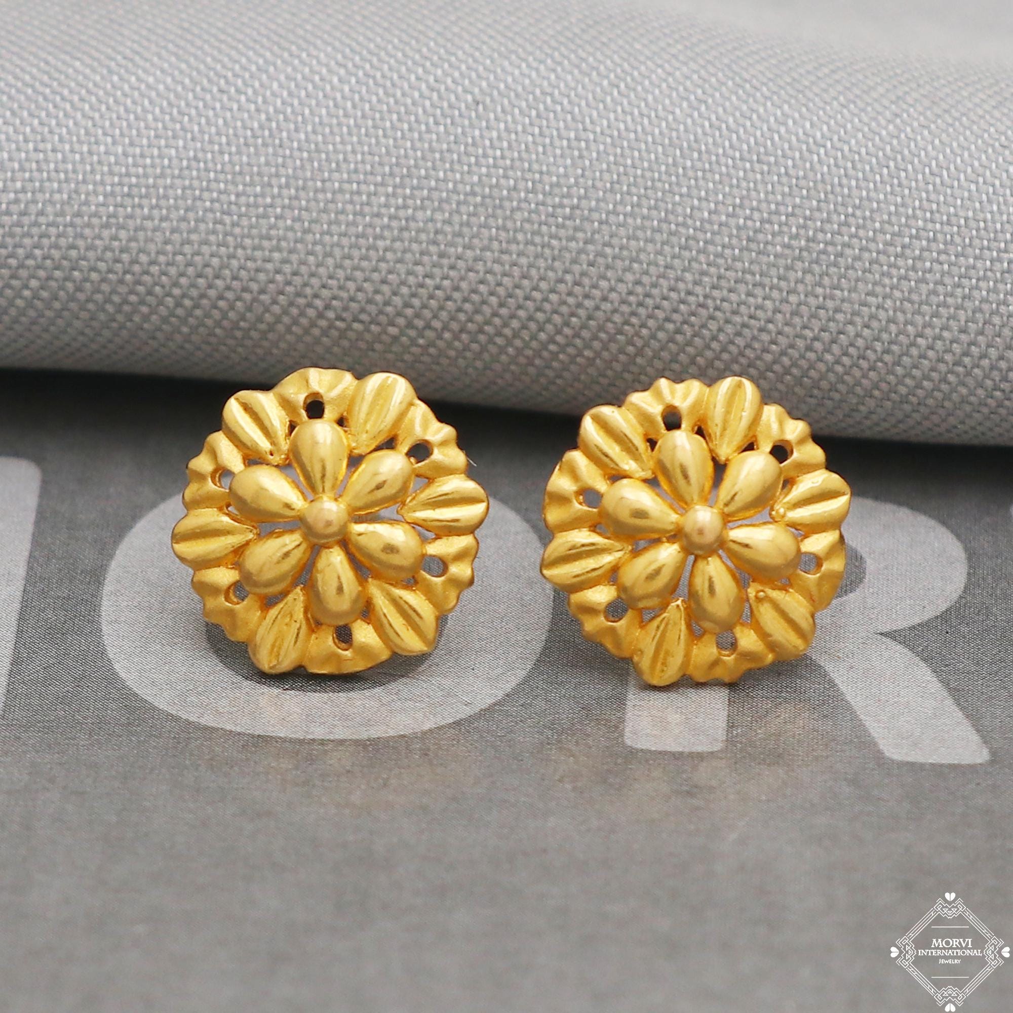 22K 22kt 22 Karat Solid Gold Tops Stud Earrings Jewelry K5224