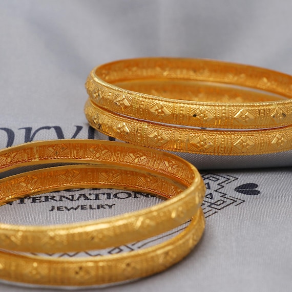 Pure 22k Gold Bangles Indian Handmade Lightweight Delicate Vintage