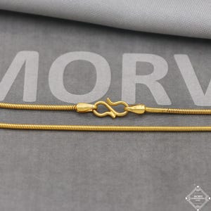 18k Yellow Gold Snake Style Chain Round Handmade Indian Gold Chain 18kt real gold jewelry for women and men, K5114