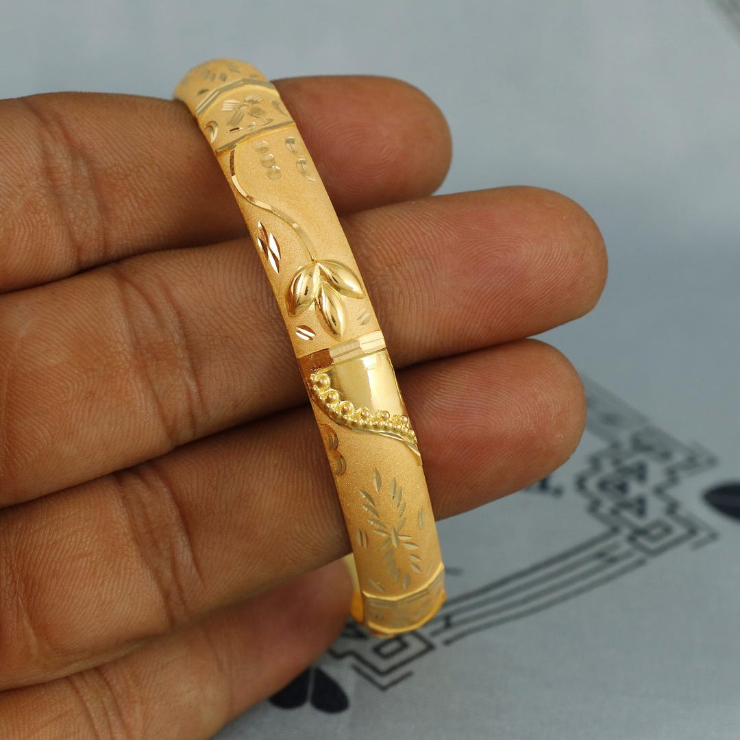 22k Gold Bangle Indian Handmade Lightweight, Wax Filled, Single
