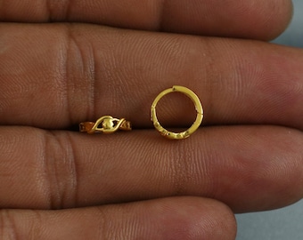 18k Yellow Gold Hoop Bali Earrings Cartilage, Handmade gold earrings for women, Small Tiny Hoops, dainty indian earrings for teens, K5950