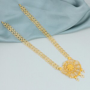 filigree real gold long necklace , K4599