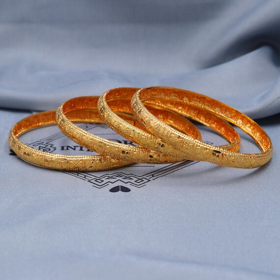 22k Gold Bangles Indian Handmade Lightweight Wax Filled