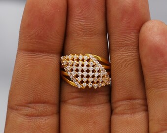 INDIAN JEWELRY IH(Indian Hand Made) リング 22k Gold Ring Handmade Indian , Luxurious Jewelry, Gift, Real Gold