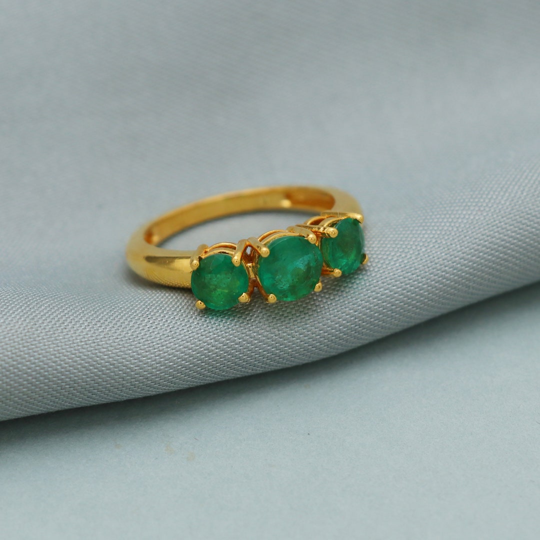 Natural Real Emerald 22k Gold Ring Handmade Indian Jewelry - Etsy